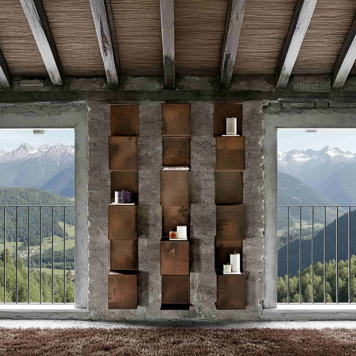 Corten Steel Bookcase SEGMENTO CORTEN 180 by C. Cangia and G. Mazzardi_02
