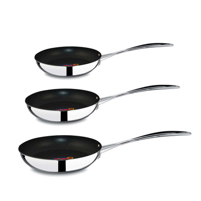 Stainless Steel Pan FRYING PAN GLAMOUR STONE Set of Three by Mepra 01