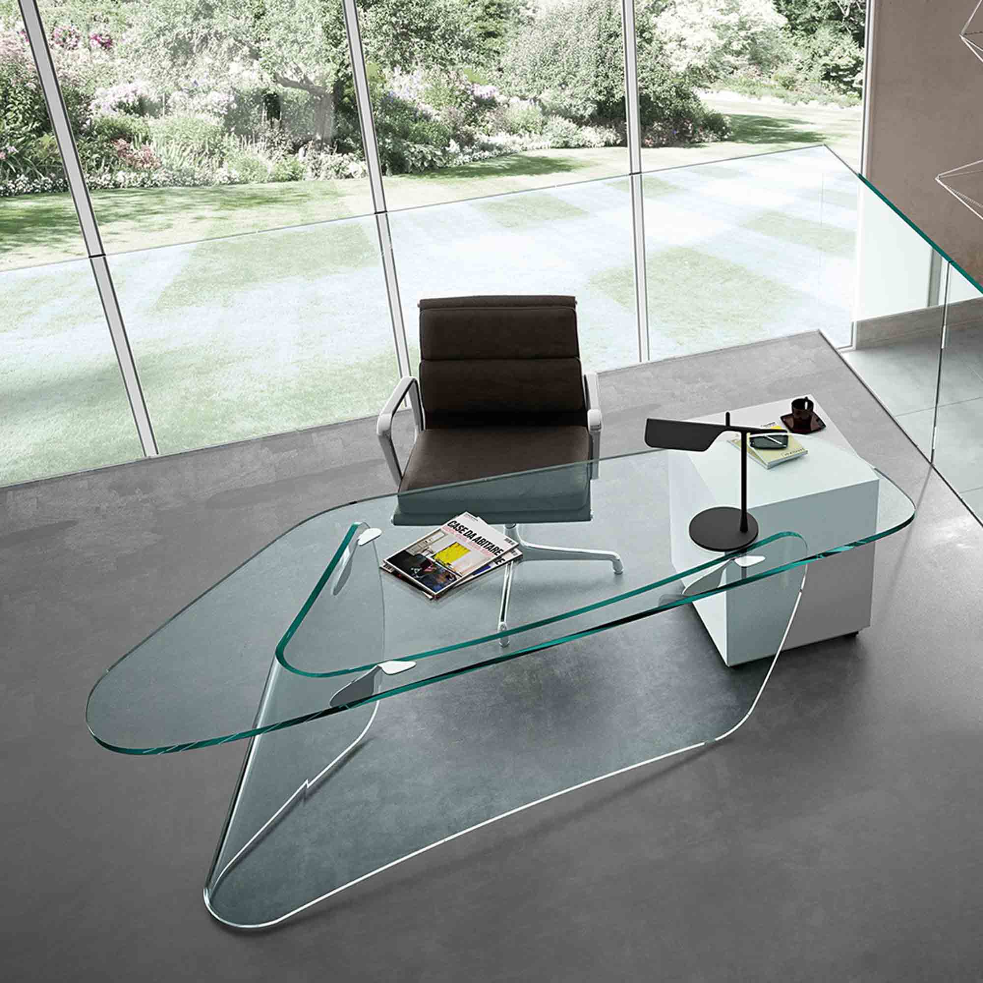 Glass Writing Desk GRAPH by Xavier Lust for FIAM. Shop on Design Italy