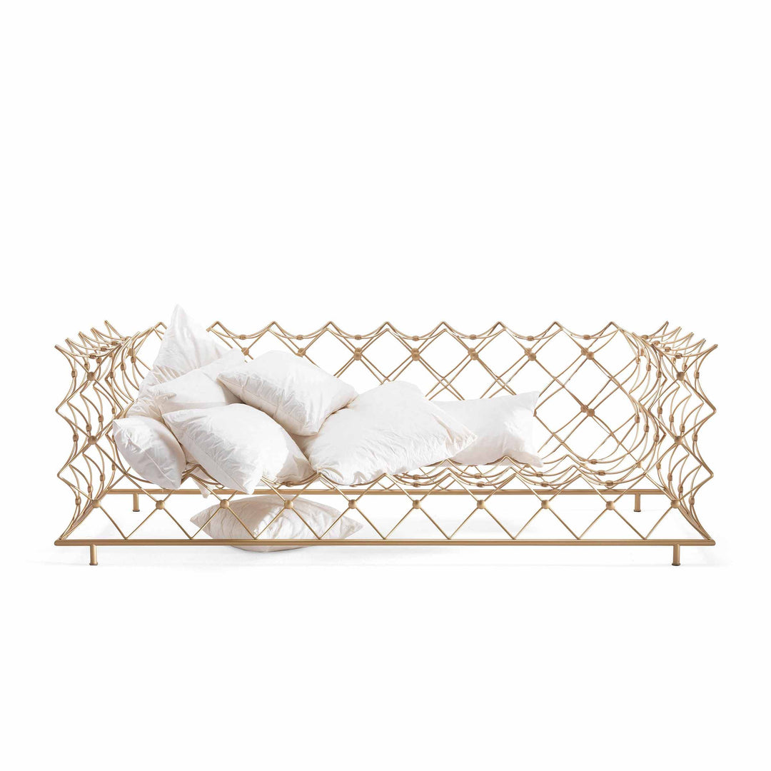 Two-Seater Wire Sofa Gold ORAURO by Emanuele Magini - Limited Edition 01