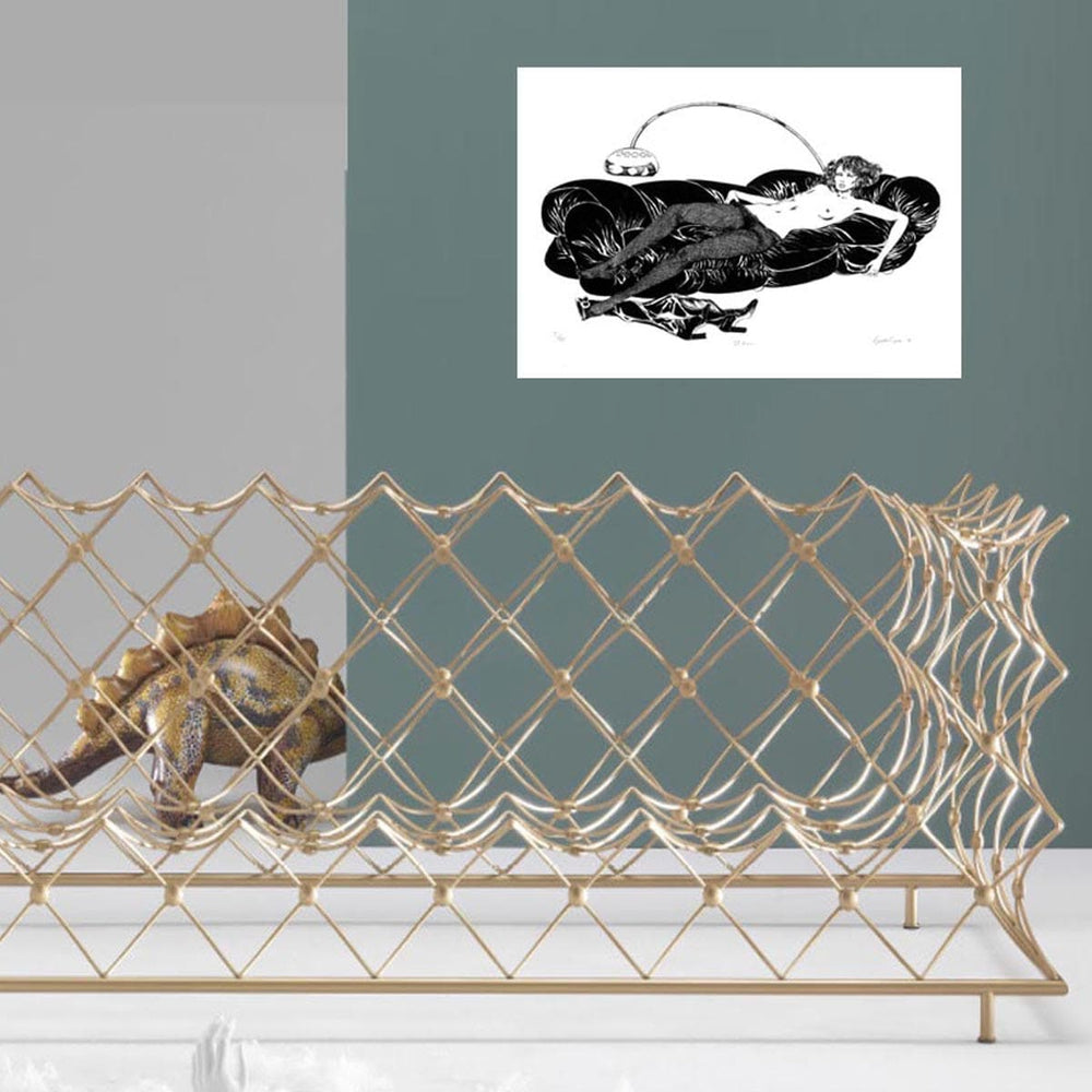 Two-Seater Wire Sofa Gold ORAURO by Emanuele Magini - Limited Edition 04