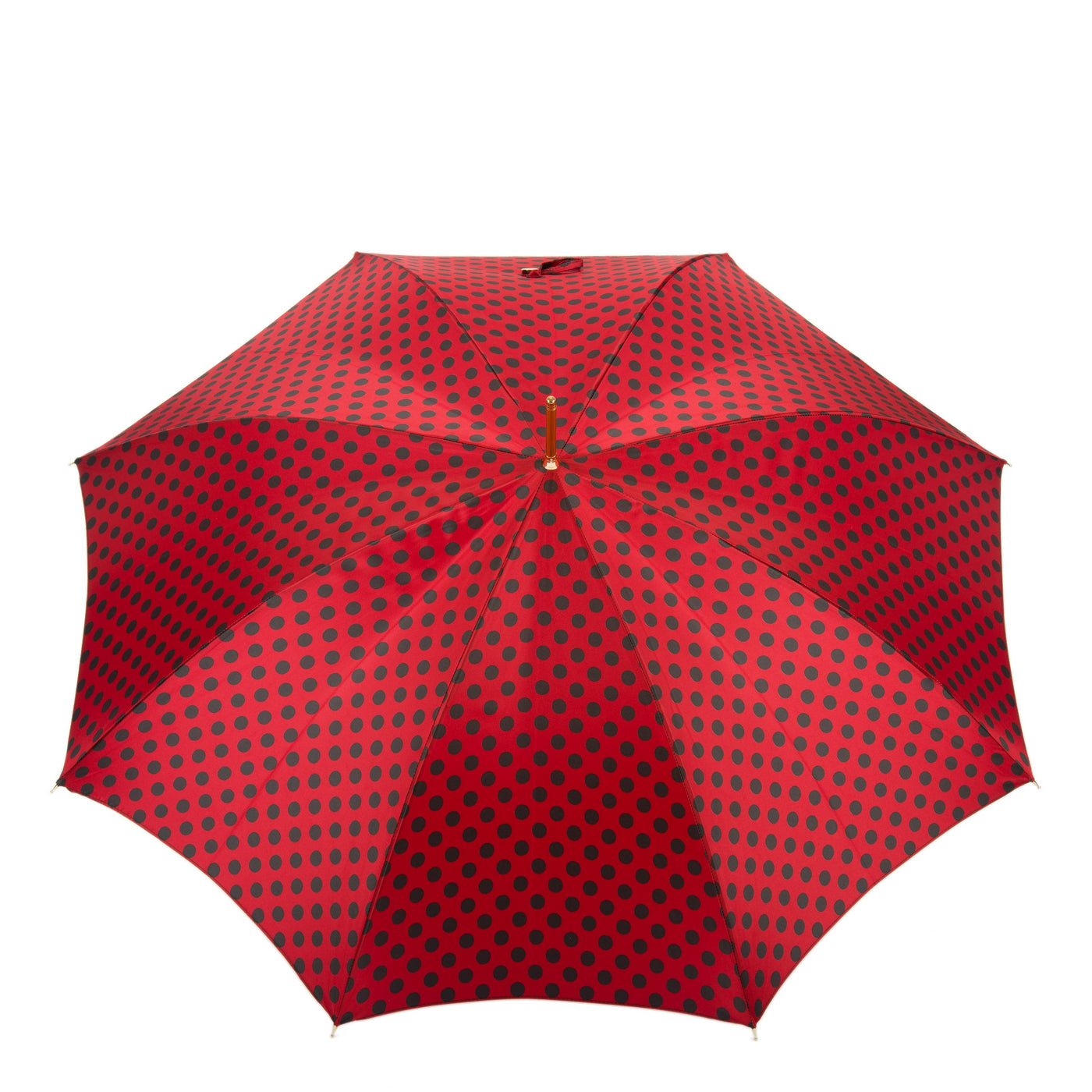 Umbrella BLACK DOTS with Leather Handle 03
