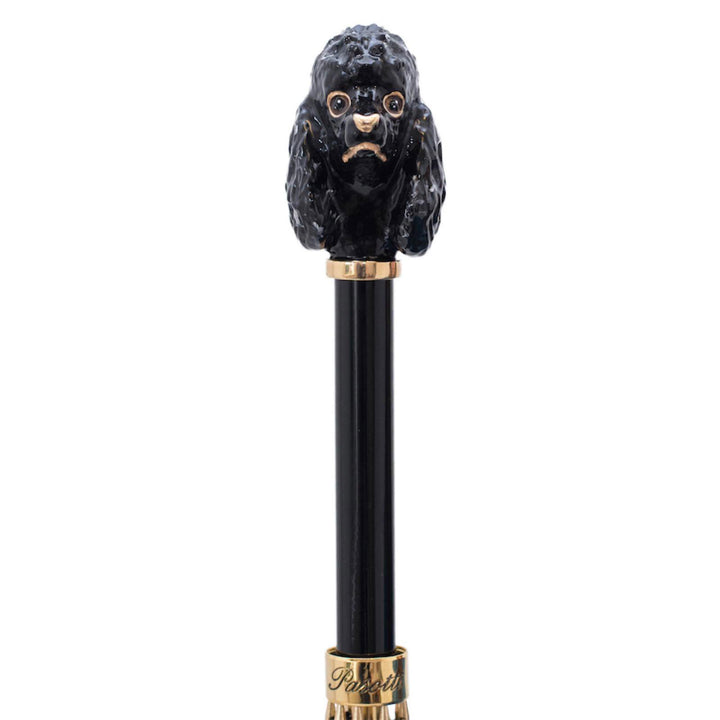 Umbrella BLACK POODLE with Enameled Brass Handle by Pasotti 03