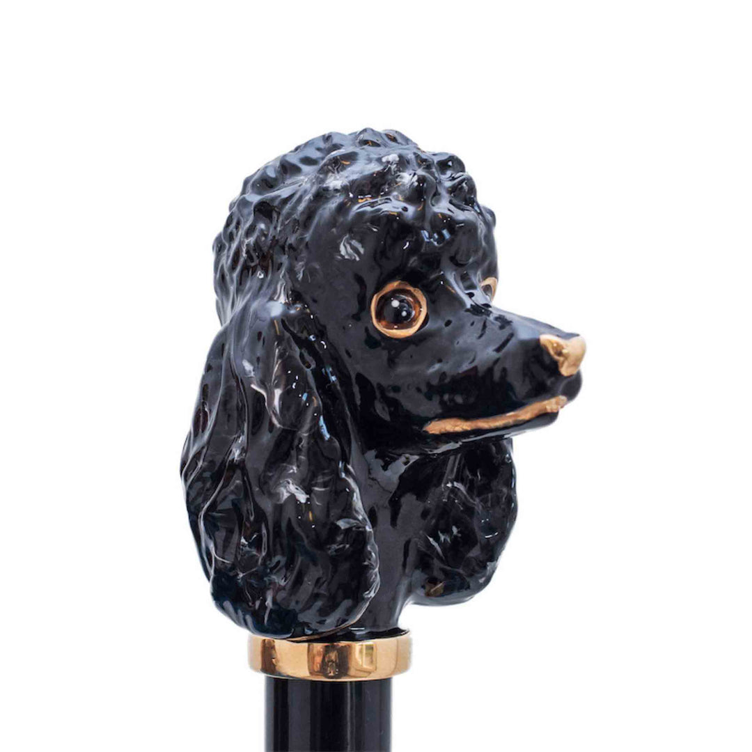 Umbrella BLACK POODLE with Enameled Brass Handle by Pasotti 06