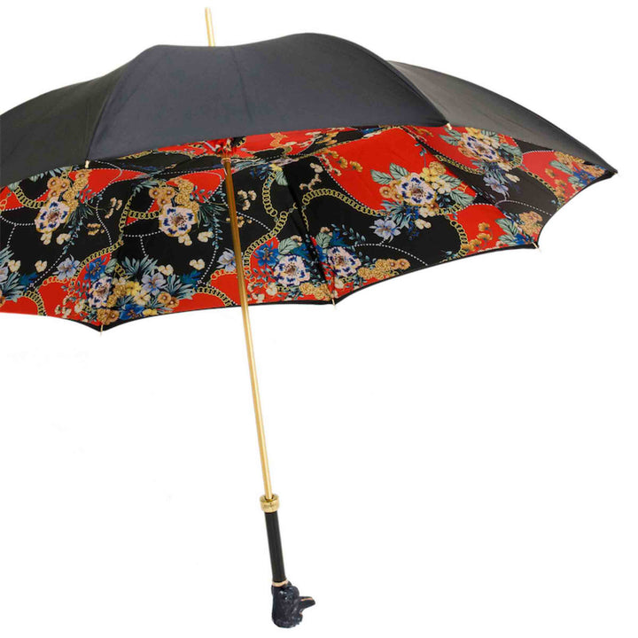 Umbrella BLACK POODLE with Enameled Brass Handle by Pasotti 08