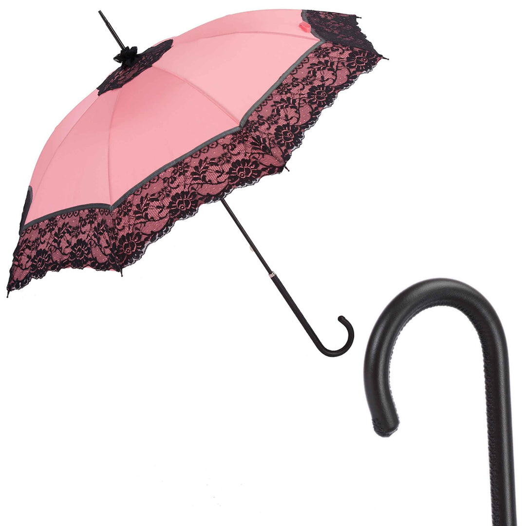 Umbrella BURLESQUE PARASOL with Leather Handle by Pasotti 01