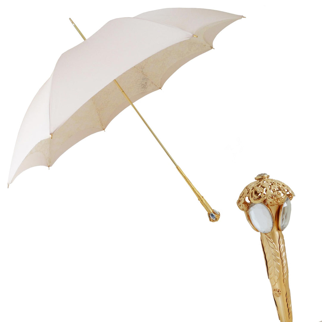 Umbrella ECRU PARASOL with Jewelled Handle by Pasotti 01