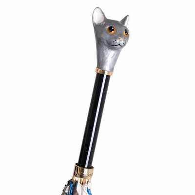 Umbrella GREY CAT with Enameled Brass Handle by Pasotti 03