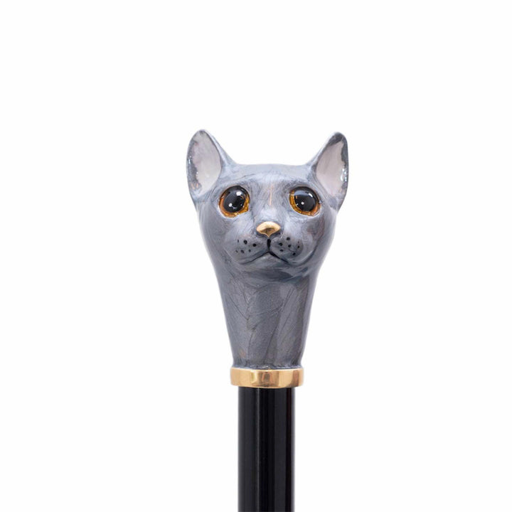 Umbrella GREY CAT with Enameled Brass Handle by Pasotti 05