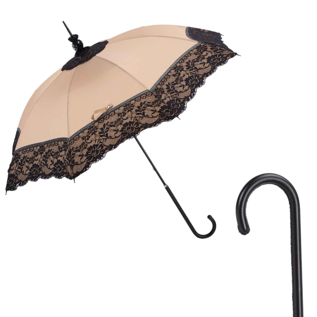 Umbrella LACE PARASOL with Leather Handle by Pasotti 01