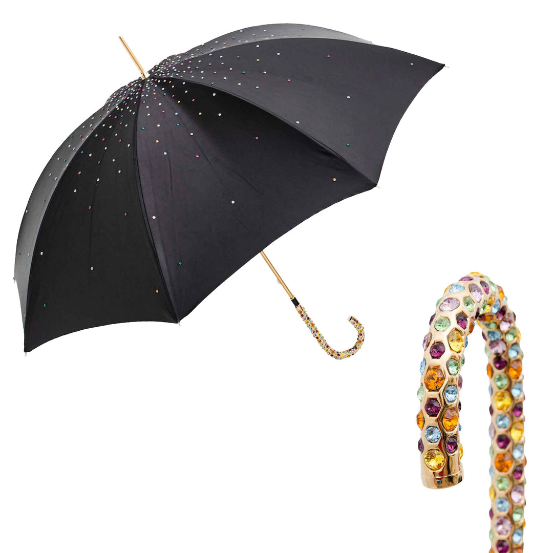 Umbrella PIETRE SWAROVSKI® with Brass and Swarovski® Crystal Handle by Pasotti 01