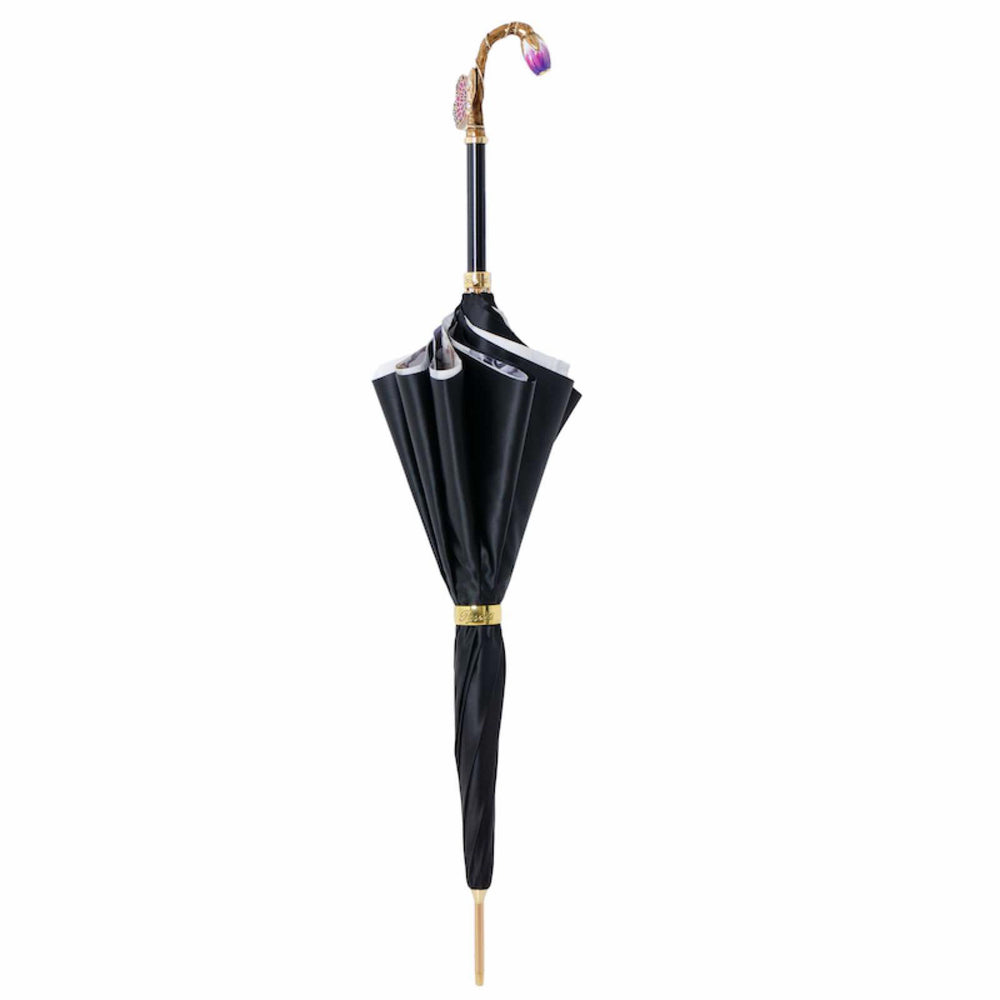 Umbrella PURPLE BUTTERFLY with Brass and Swarovski® Crystal Handle by Pasotti 02