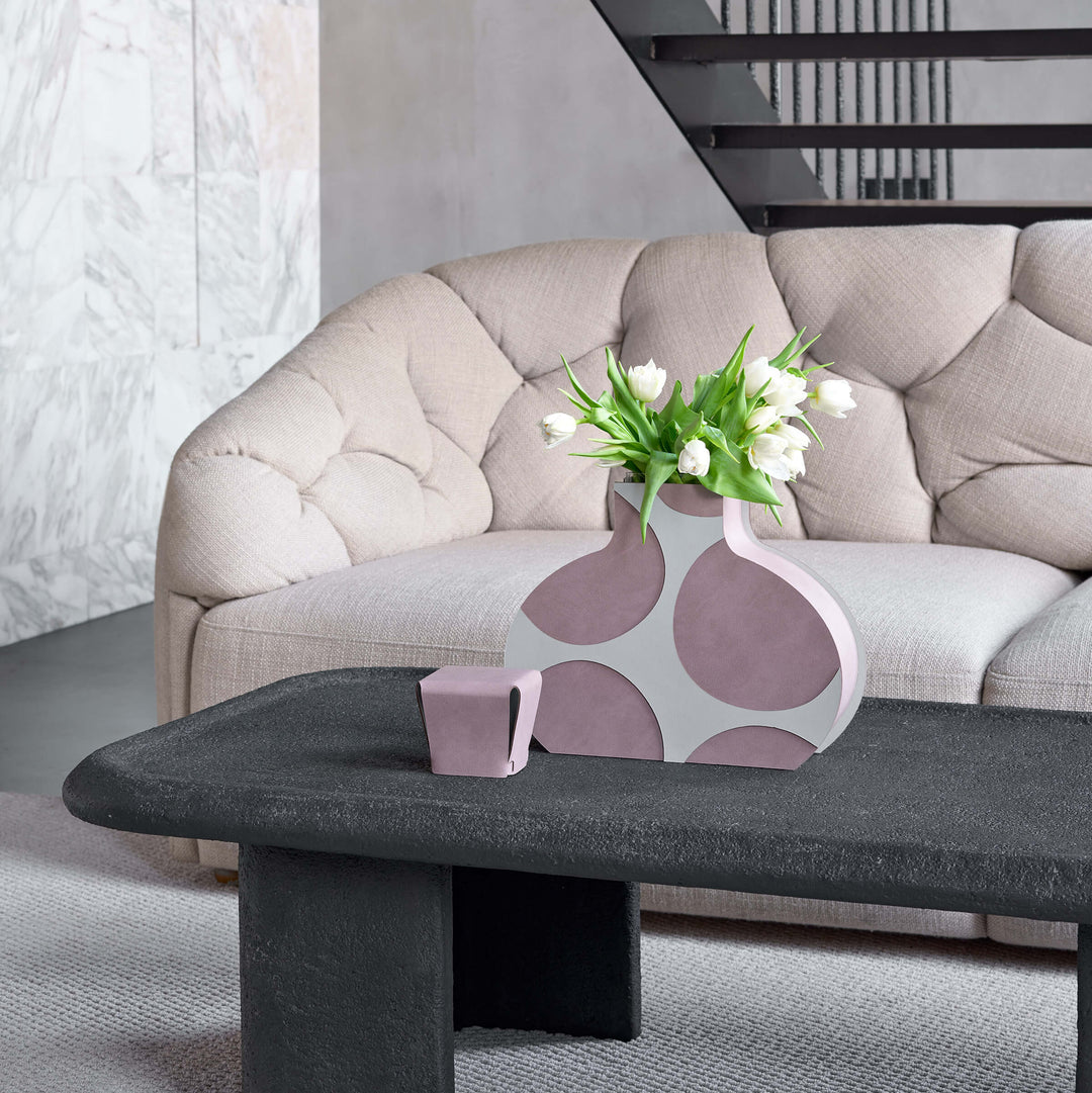 Leder-Dekorationsobjekt VASE OTTO GRAPHIC von Gianpaolo Venier für ADJ STYLE