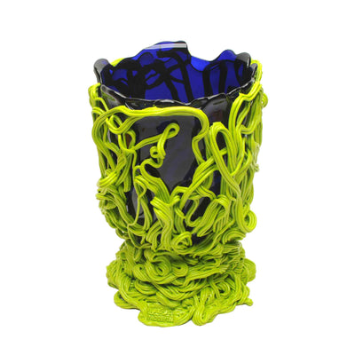 Resin Vase SPAGHETTI SPECIAL Clear Blue And Matt Lime by Gaetano Pesce for Fish Design 01