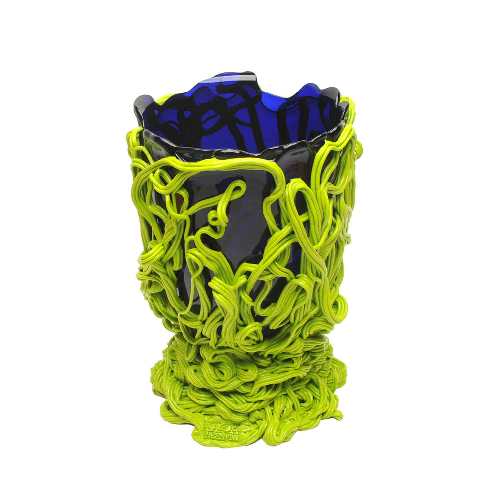 Resin Vase SPAGHETTI SPECIAL Clear Blue And Matt Lime by Gaetano Pesce for Fish Design 02