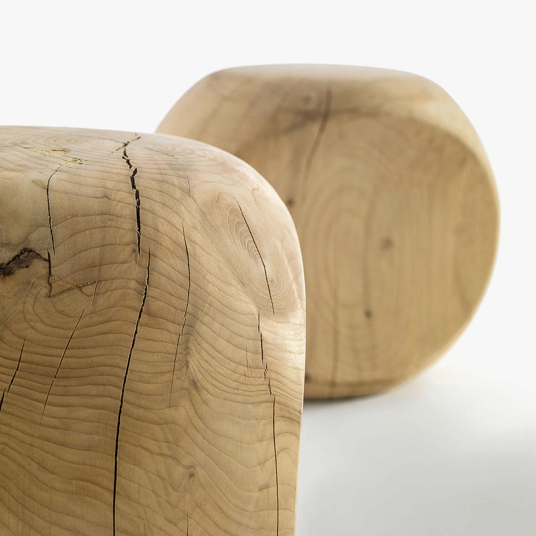 Wood Pouf AMEDEA by Benno Vinatzer for Riva 1920 03