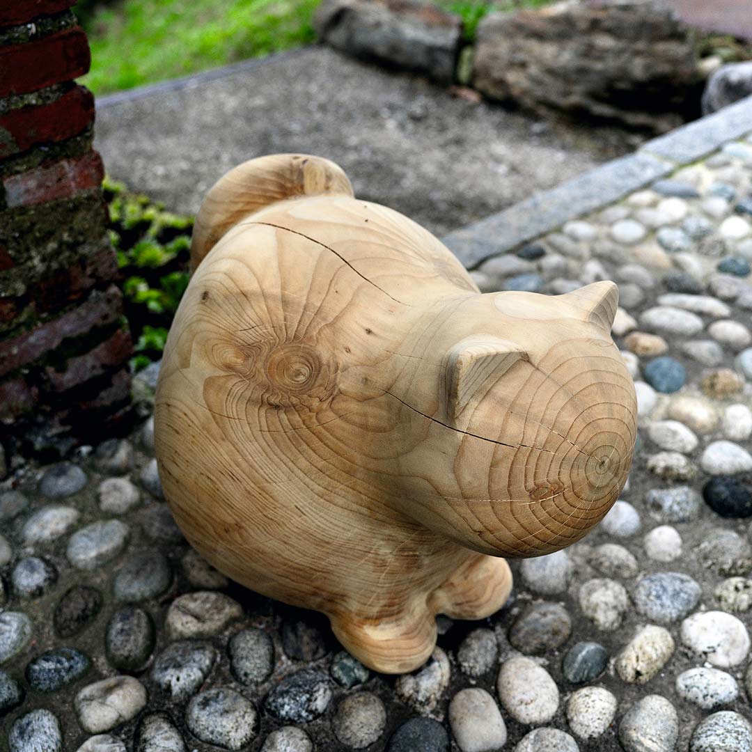 Holzskulptur NEKO von Setsu & Shinobu Ito für Riva 1920