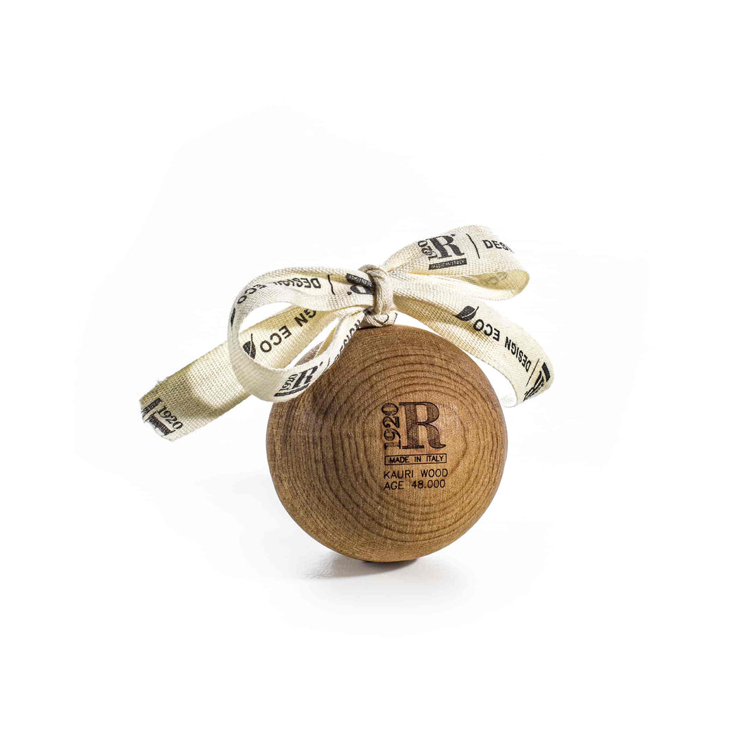 Kauri Wooden christmas ball with a ribbon