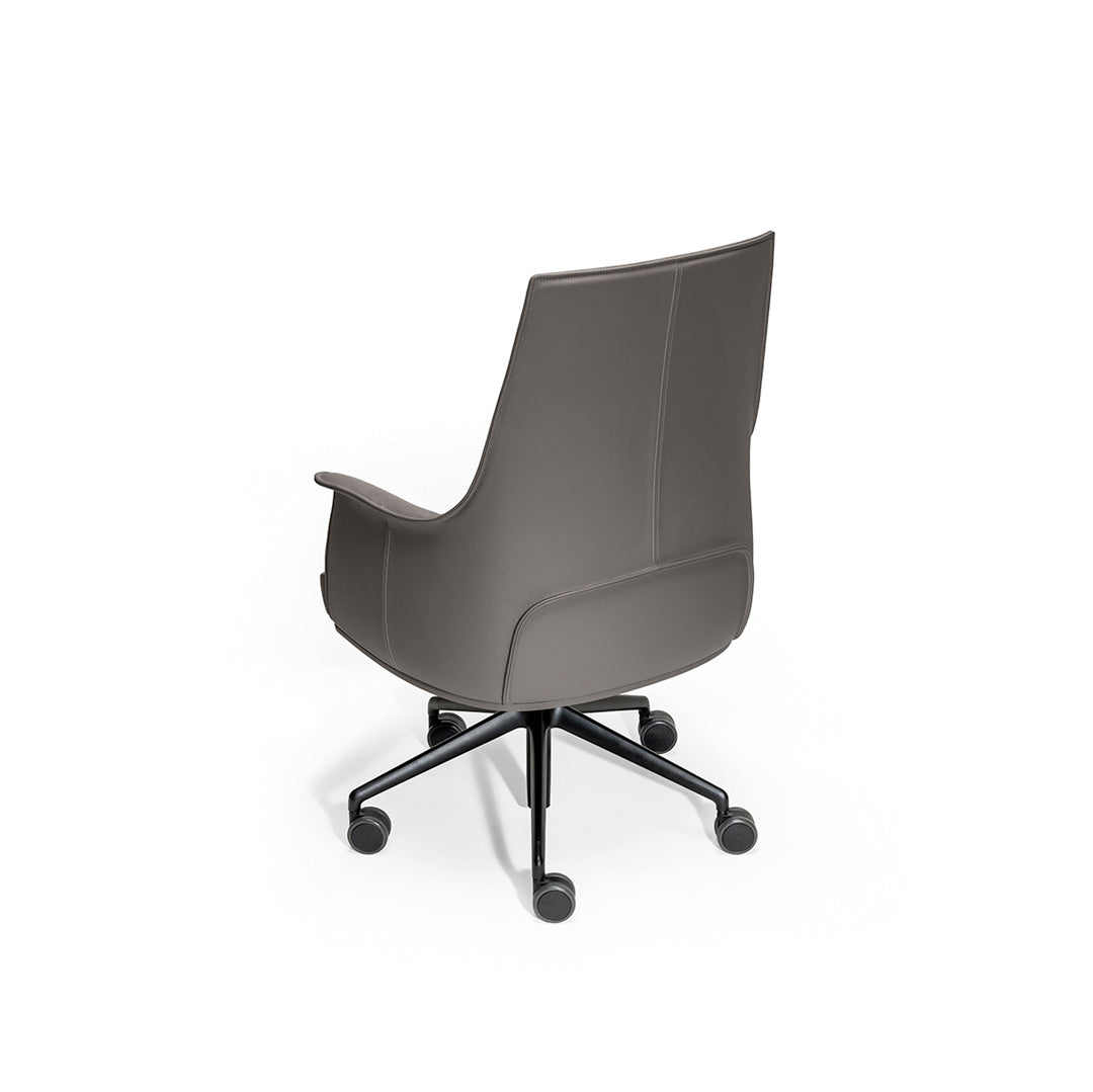 Leather Office Chair with Wheels ARCHIBALD TASK by Jean-Marie Massaud for Poltrona Frau 4