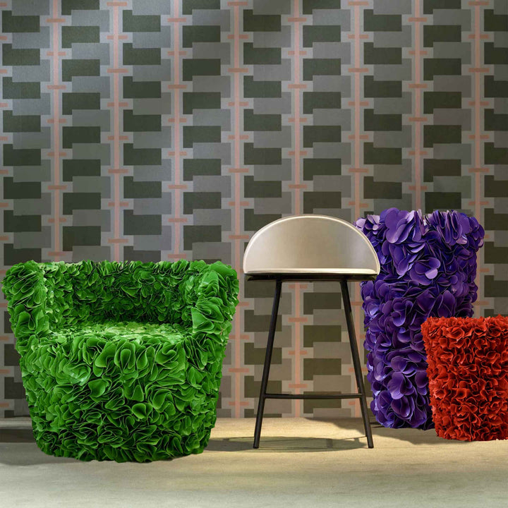 green armchair Lotus by 13 ricrea crafted from recycled and upcycled materials