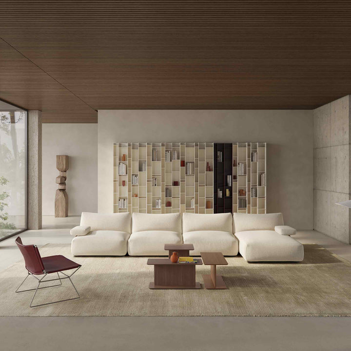 White Random bookcase by Eva Paster and Michael Geldmacher for MDF Italia, contemporary designer shelving unit.