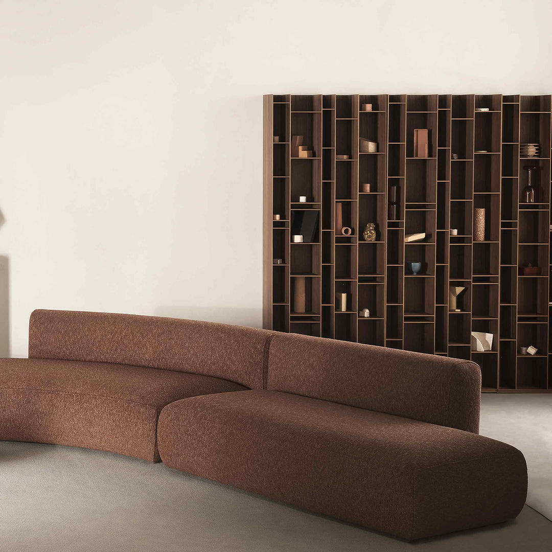 Natural wood Random bookcase by Eva Paster and Michael Geldmacher for MDF Italia, contemporary designer storage system.