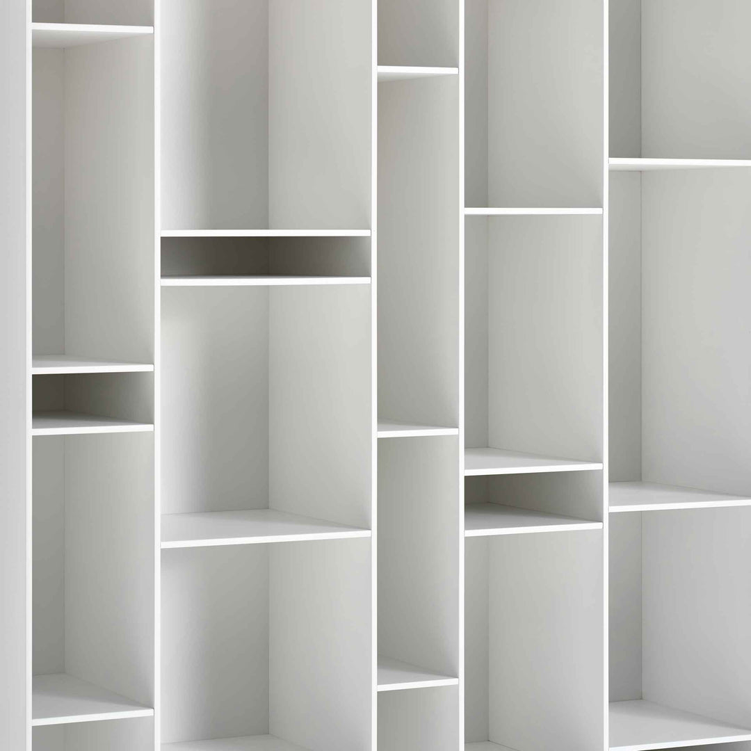 White Random bookcase by Eva Paster and Michael Geldmacher for MDF Italia, contemporary designer shelving unit