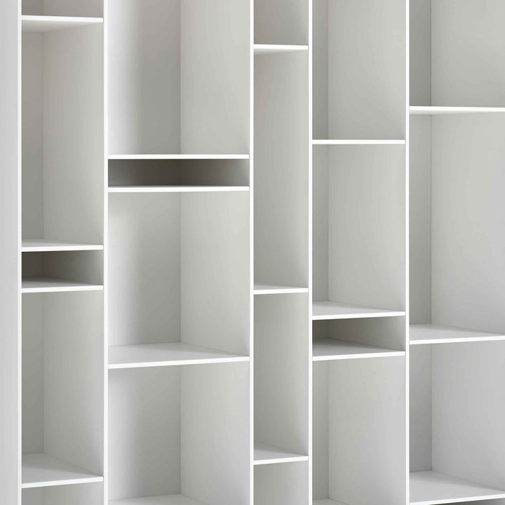 White Random bookcase by Eva Paster and Michael Geldmacher for MDF Italia, contemporary designer shelving unit