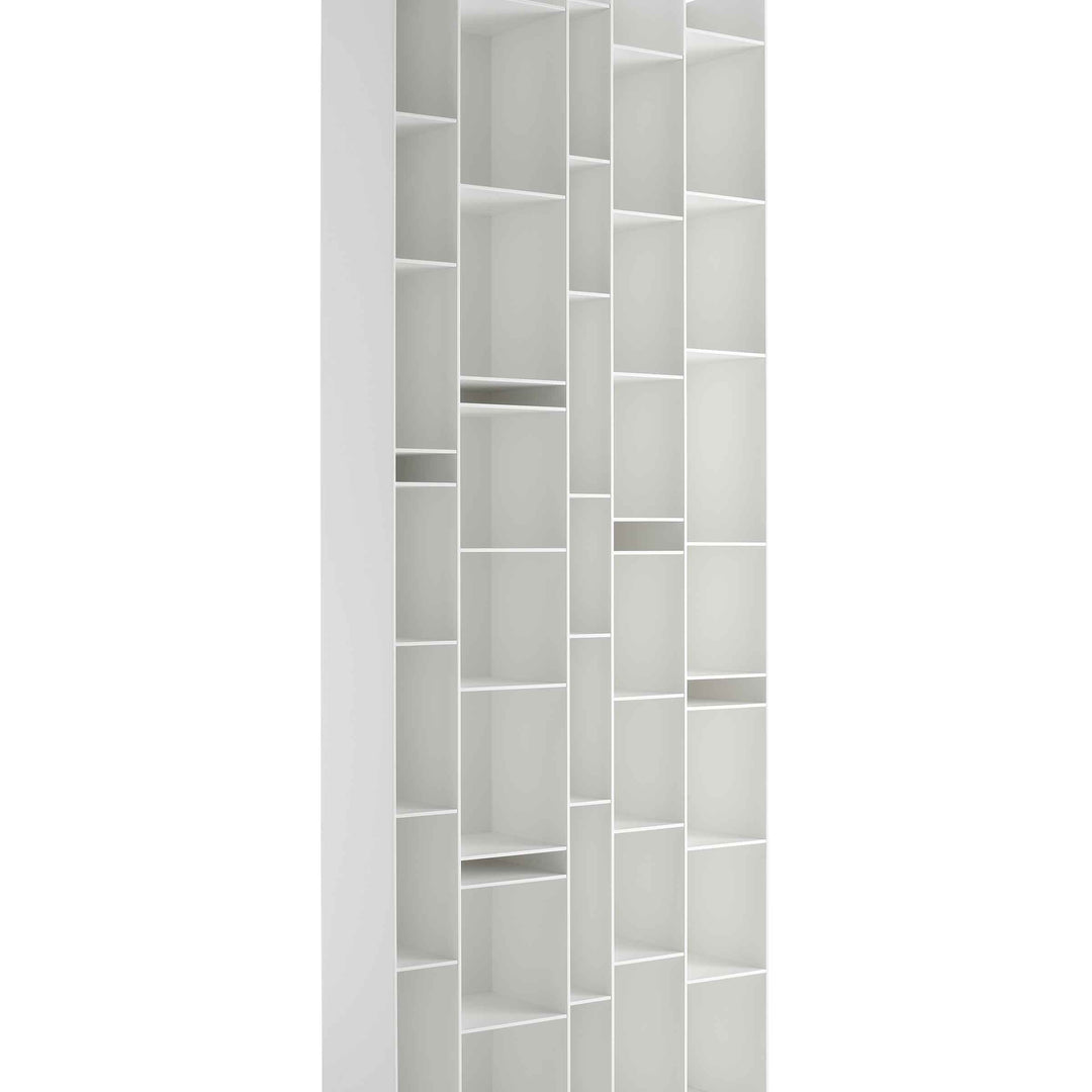 White Random bookcase by Eva Paster and Michael Geldmacher for MDF Italia, contemporary designer shelving unit