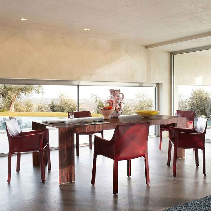 Bulgarian red Armchair CAB 413, designed by Cassina in a villa