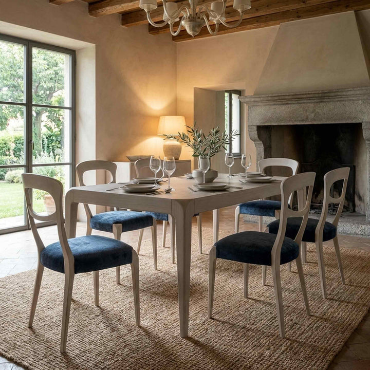 Grey Walnut Wood Chair CAPOTAVOLA by Dale Italia and Sentiero dining table in a dining room