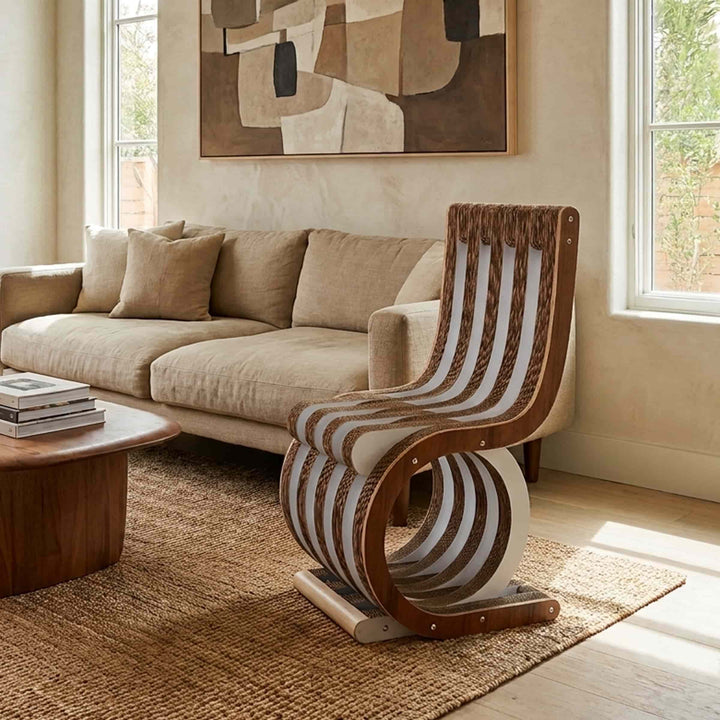 Chaise en carton TWIST Noyer Canaletto