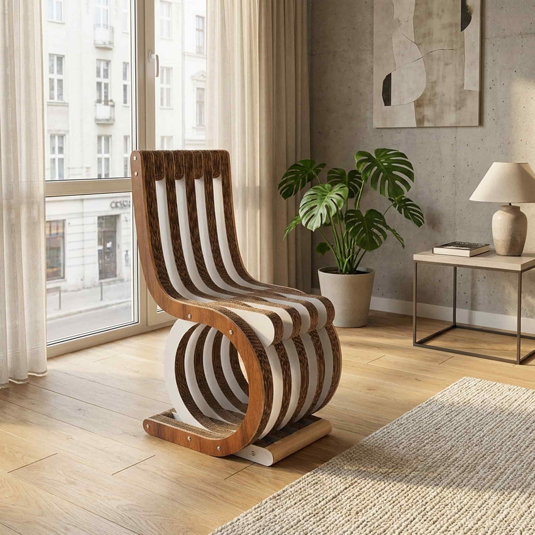 Chaise en carton TWIST Noyer Canaletto