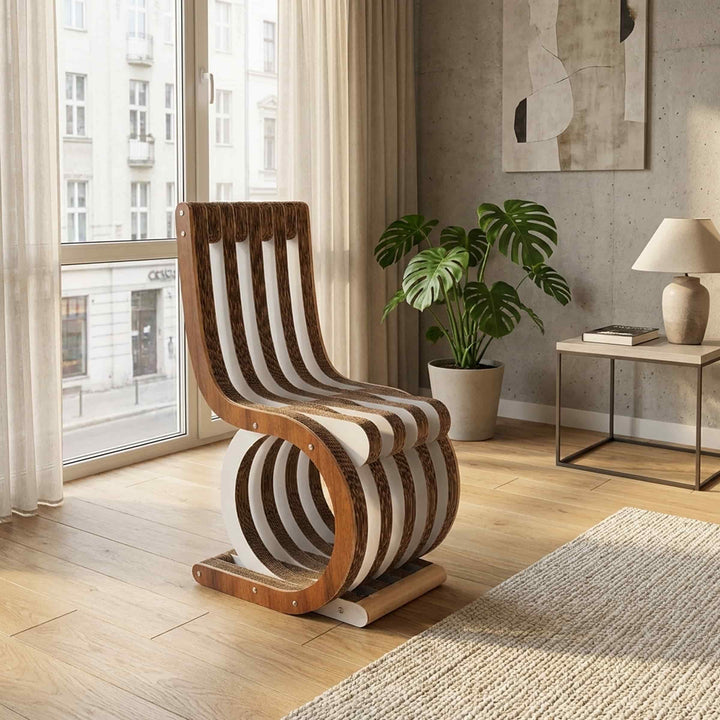 Chaise en carton TWIST Noyer Canaletto