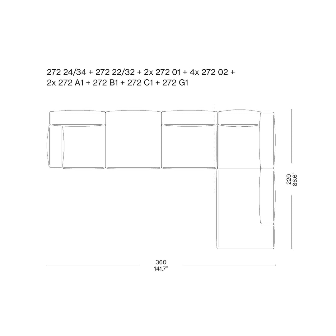 Modułowa sofa MEX-HI, zaprojektowana przez Piero Lissoni dla Cassina