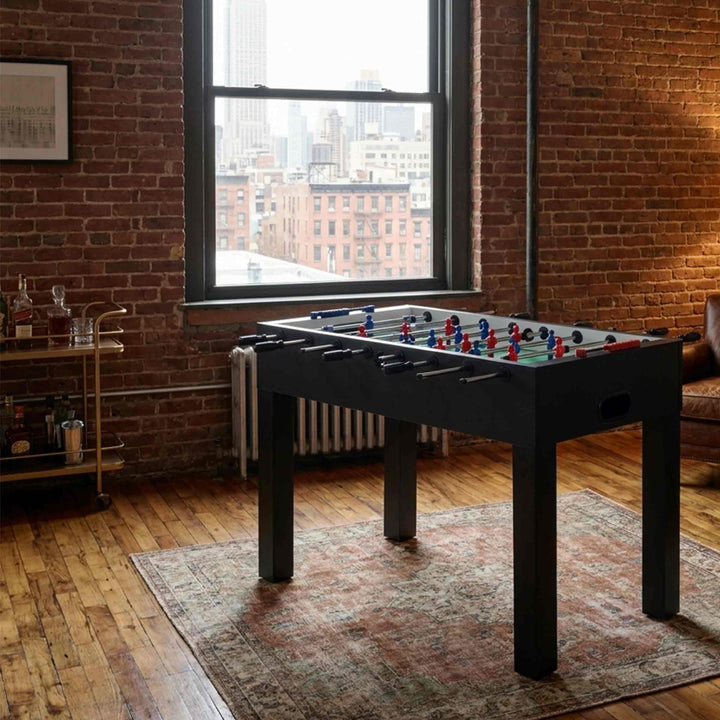 Black Foosball Table FIDO by Basaglia and Rota Nodari for FAS Pendezza in an apartment in New York
