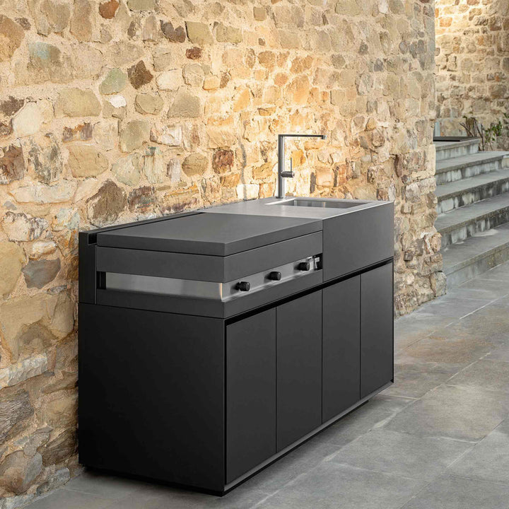 Black Outdoor Kitchen TIKAL 2 Modules by Nicola De Pellegrini for Talenti