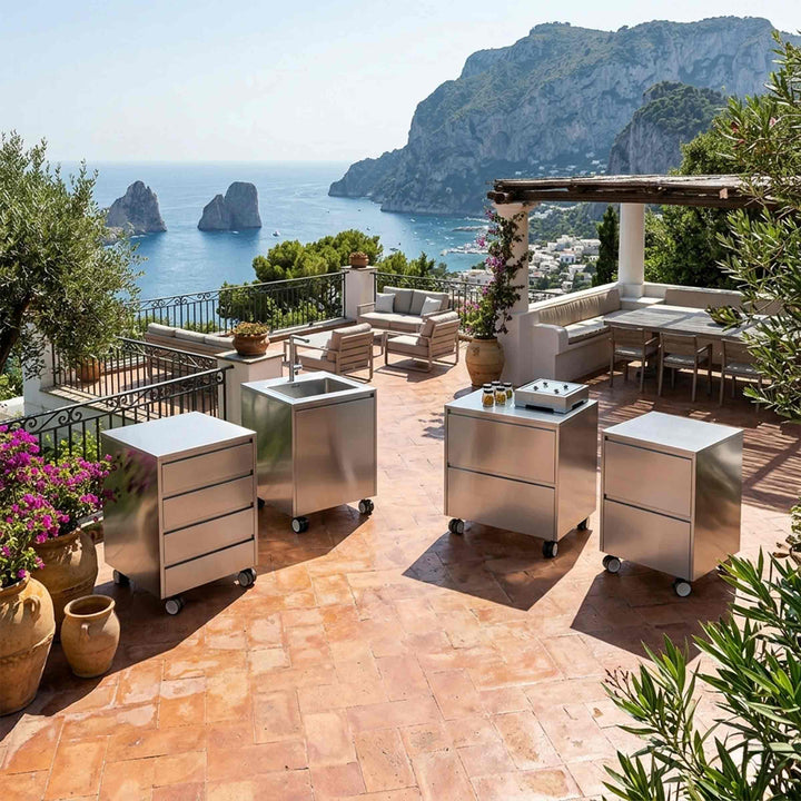Modular Outdoor Stainless Steel Kitchens by Lisa in a terrace of a villa in Capri