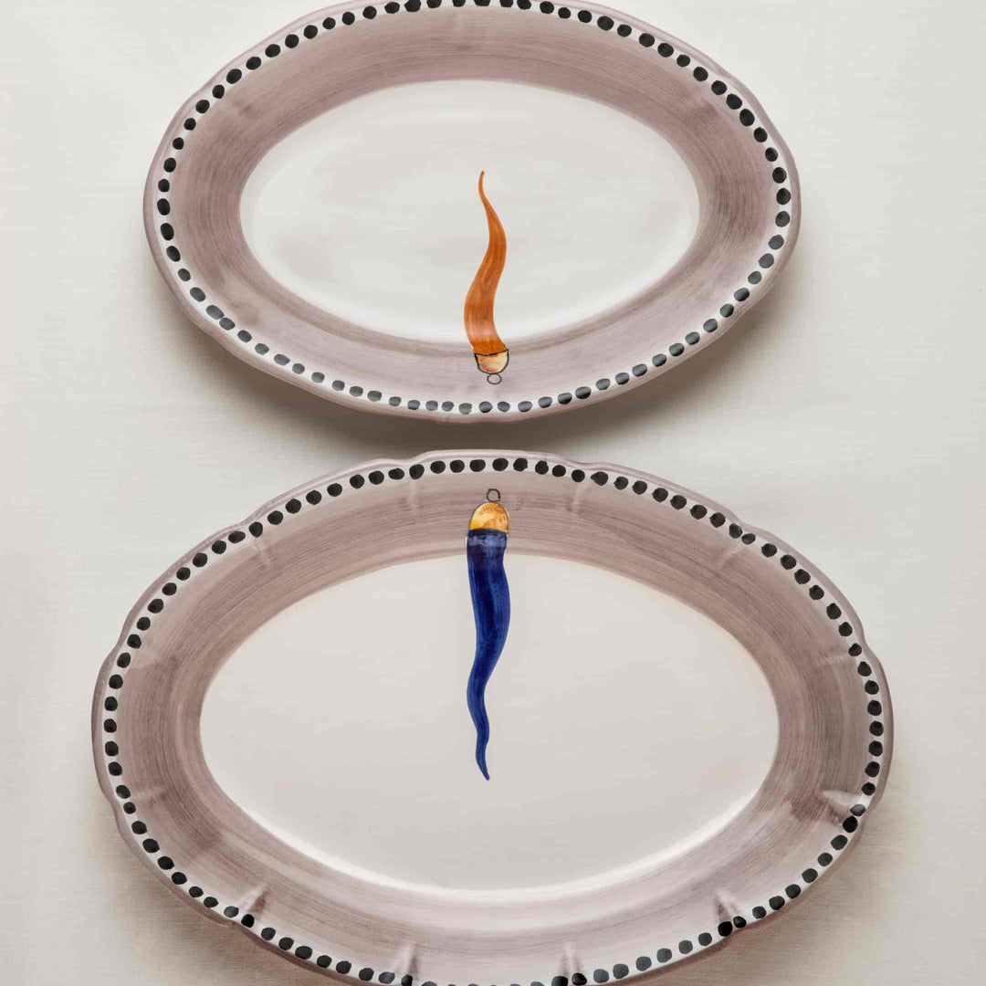 Assiette de service ovale en céramique VIETRI - FORTUNA par Germana Scapellato pour Wtfb
