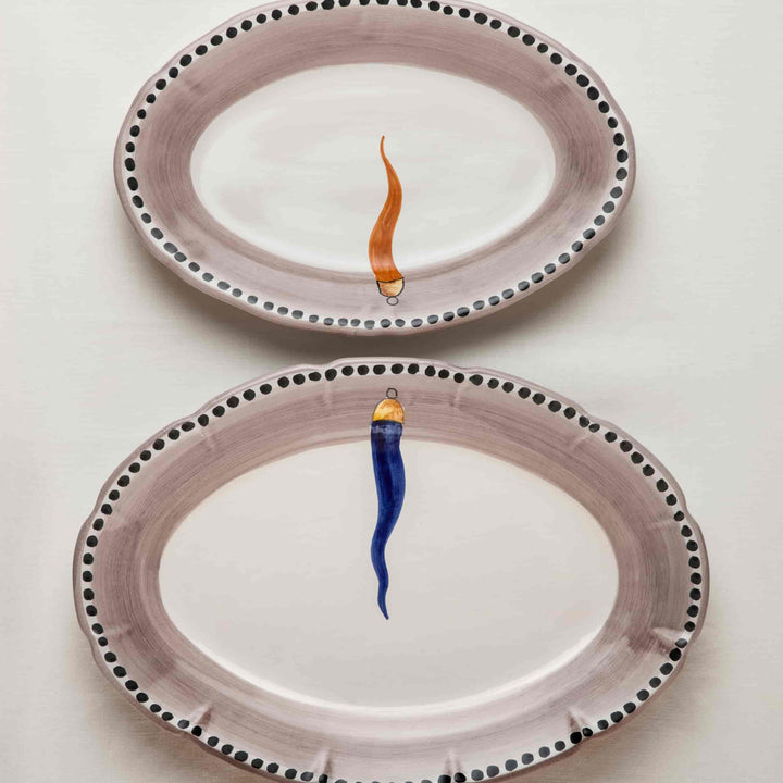 Assiette de service ovale en céramique VIETRI - FORTUNA par Germana Scapellato pour Wtfb