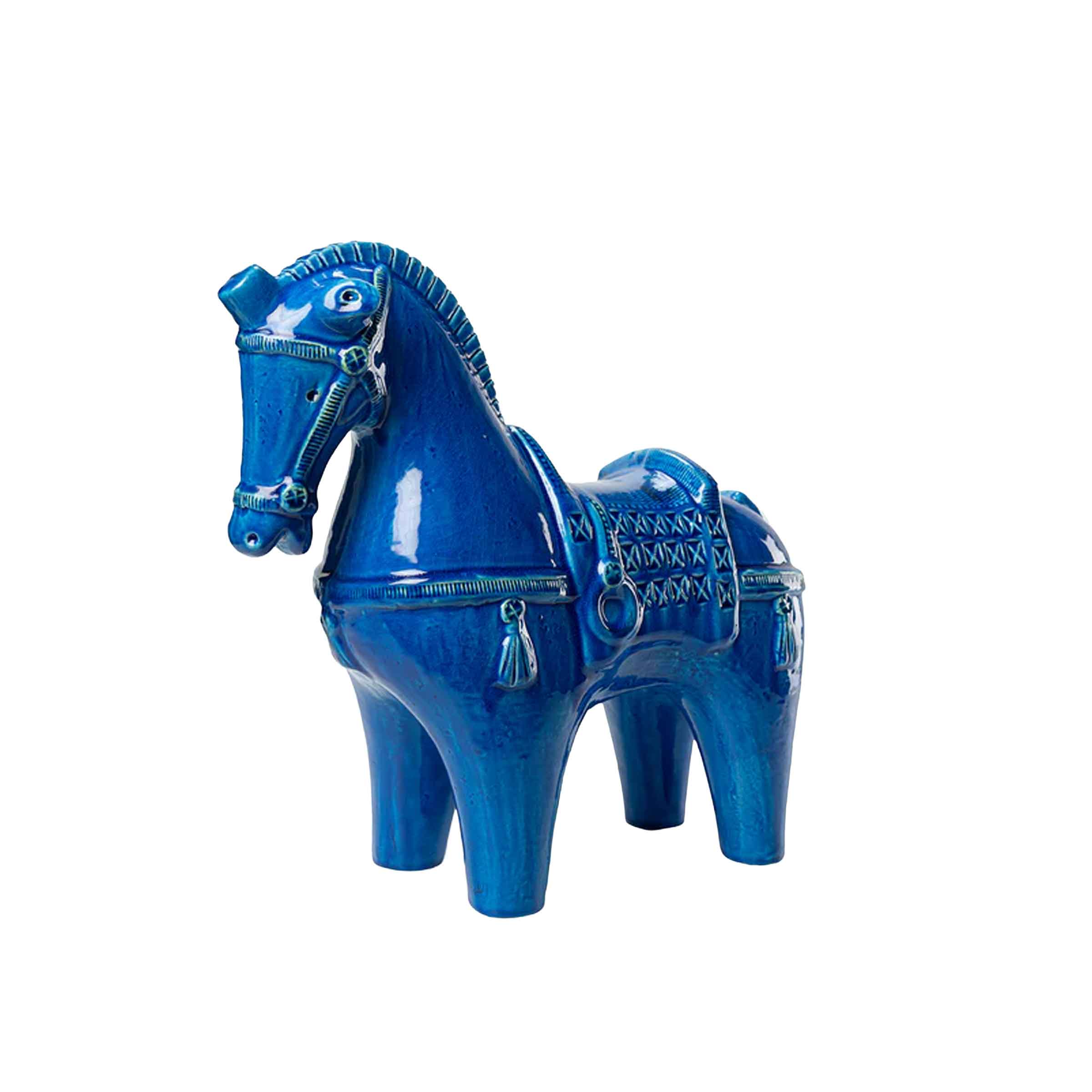 青い陶器の馬の彫刻　イタリア製 Ceramic Sculpture FIGURA DI CAVALLO by Aldo Londi for Bitossi