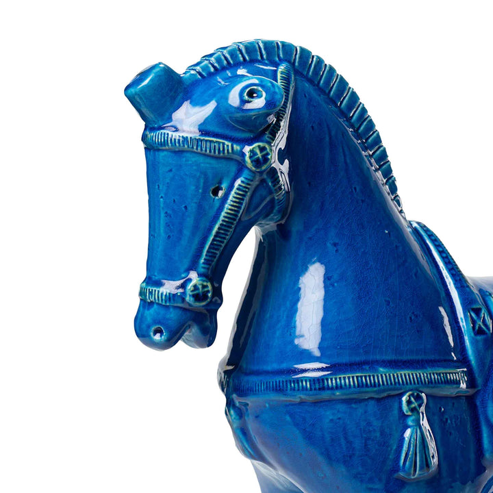Horse figure by Aldo Londi by Bitossi, hand-decorated glazed ceramic sculpture.