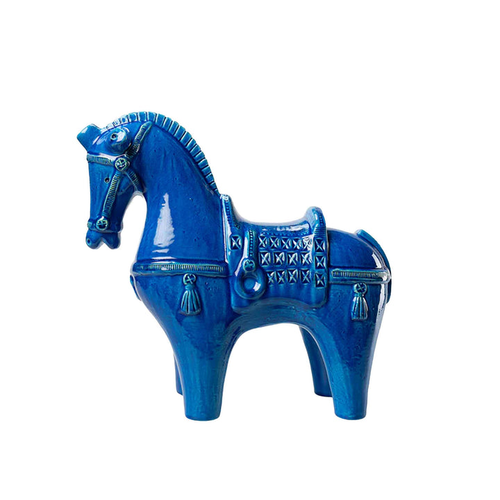 Horse figure by Aldo Londi by Bitossi, hand-decorated glazed ceramic sculpture.