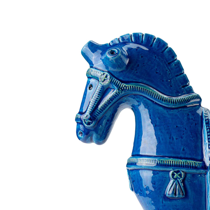 Horse figure by Aldo Londi by Bitossi, hand-decorated glazed ceramic sculpture.