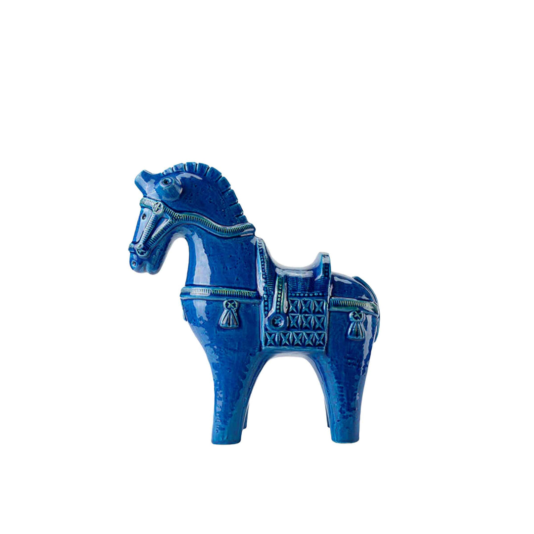 Horse figure by Aldo Londi by Bitossi, hand-decorated glazed ceramic sculpture.
