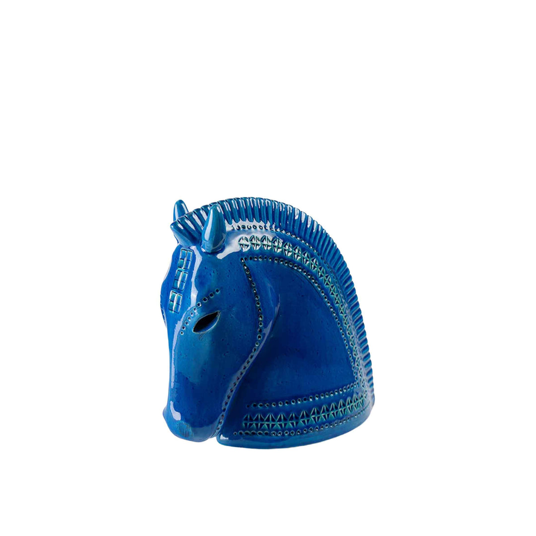 Horse head by Aldo Londi by Bitossi, hand-incised glazed ceramic sculpture.