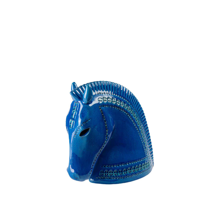 Horse head by Aldo Londi by Bitossi, hand-incised glazed ceramic sculpture.