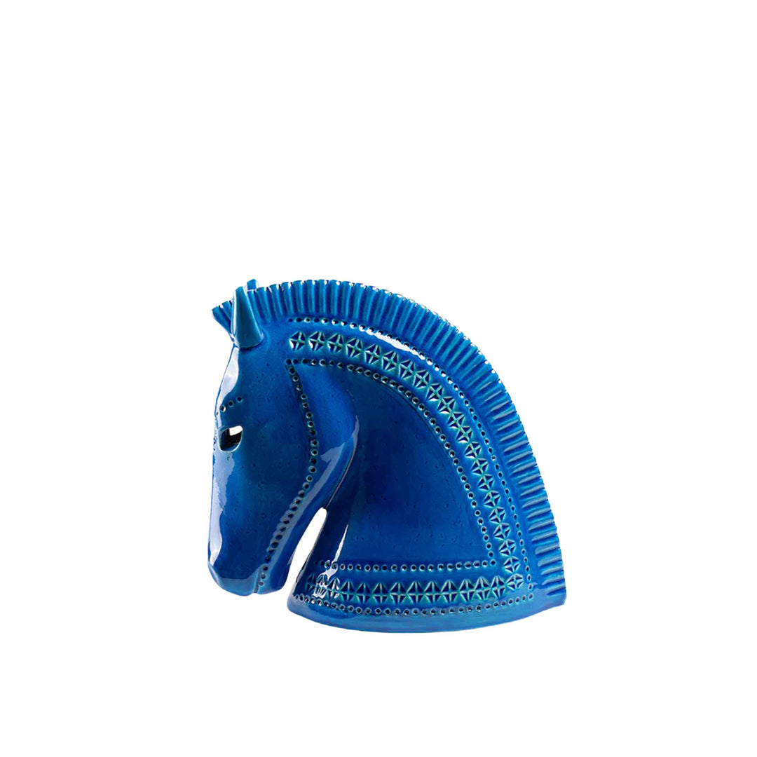 Horse head by Aldo Londi by Bitossi, hand-incised glazed ceramic sculpture.