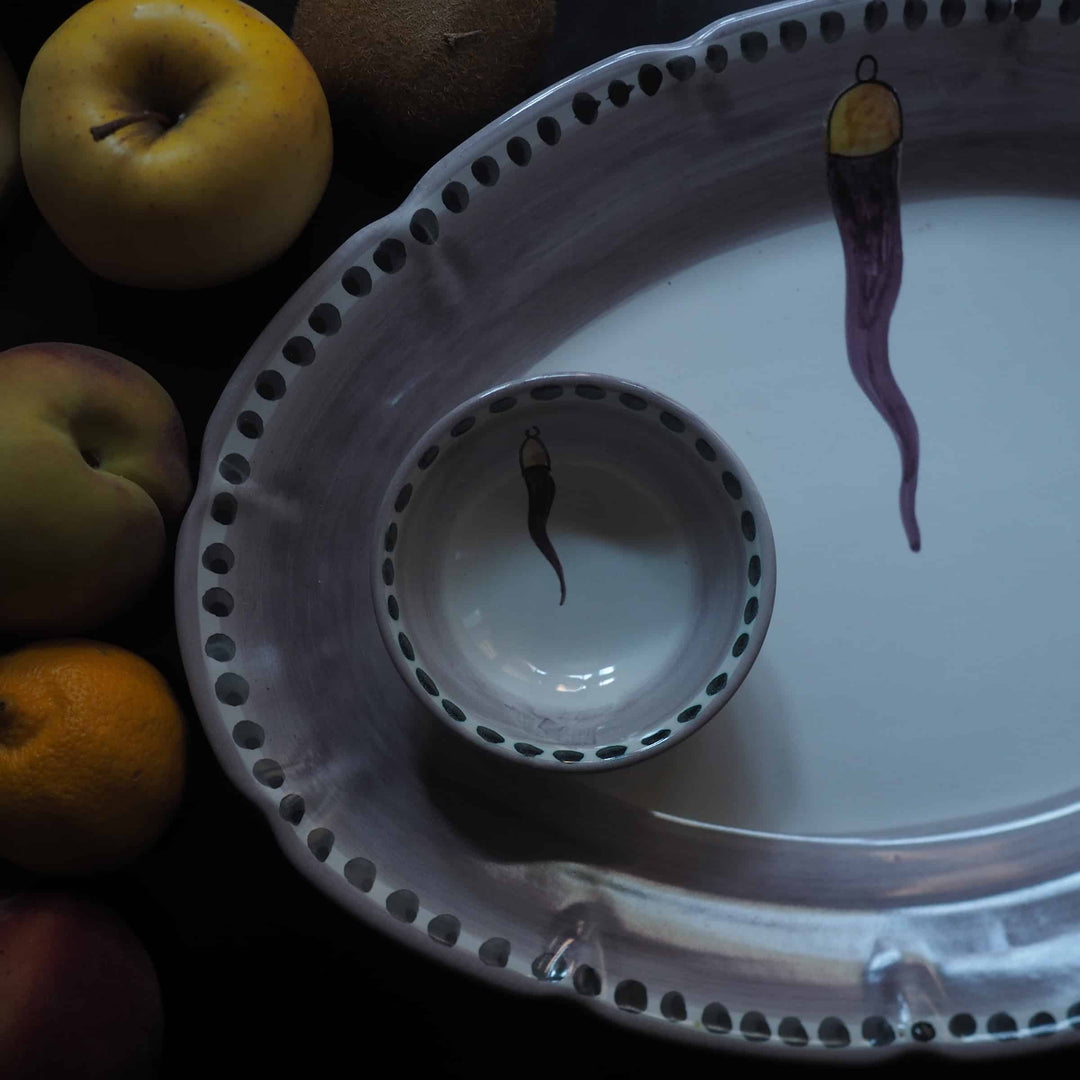 Assiette de service ovale en céramique VIETRI - FORTUNA par Germana Scapellato pour Wtfb