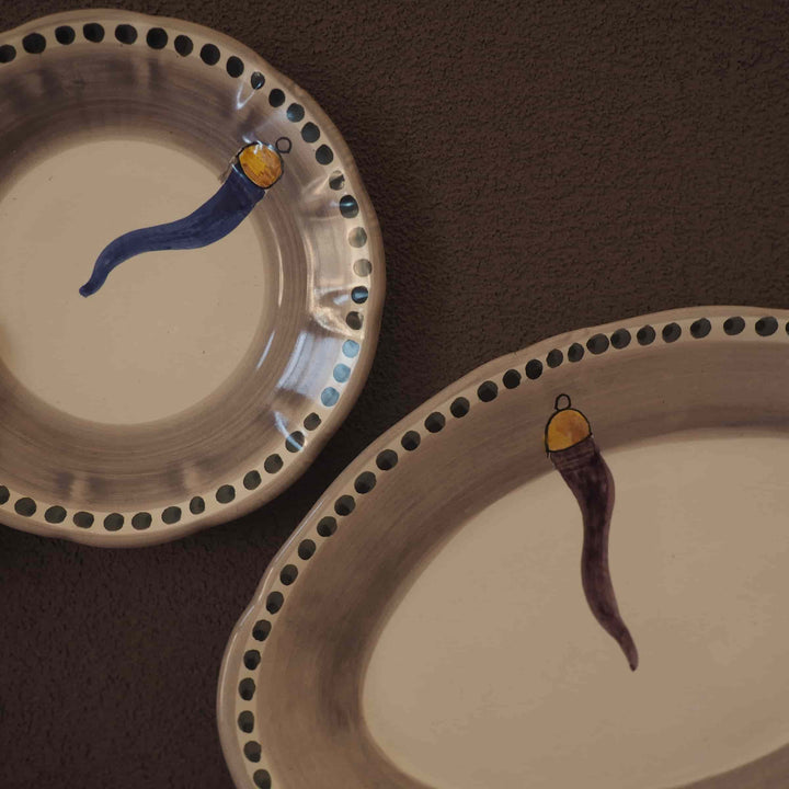 Assiette de service ovale en céramique VIETRI - FORTUNA par Germana Scapellato pour Wtfb